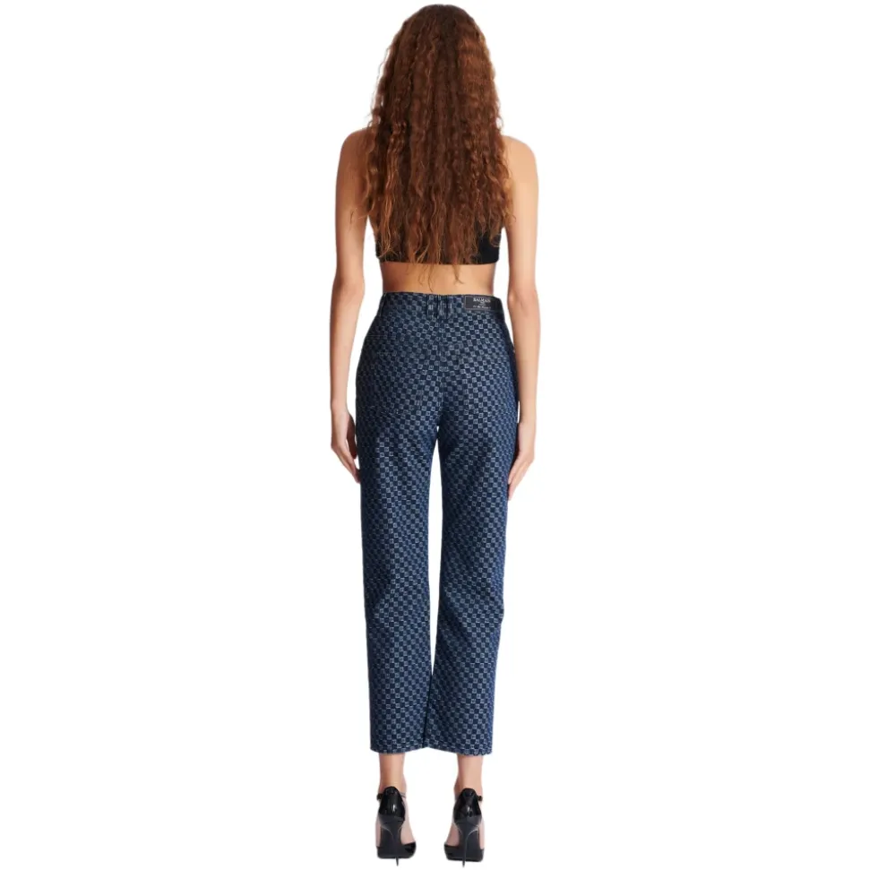 Jeans in denim con monogramma taglio dritto