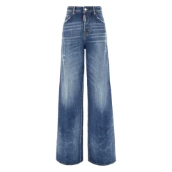 Jeans Larghi con Logo a Vita Alta