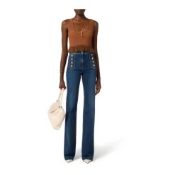 Jeans Palazzo con Bottoni