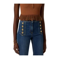 Jeans Palazzo con Bottoni