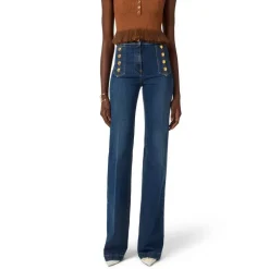 Jeans Palazzo con Bottoni