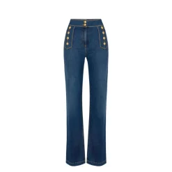 Jeans Palazzo con Bottoni