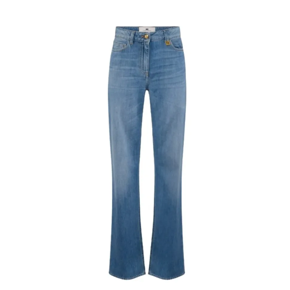 Jeans Palazzo con Dettaglio Logo