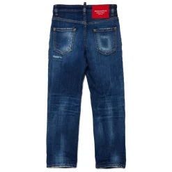 Jeans straight blu sfumato con rotture - 642 Jean