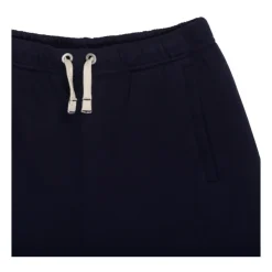 Logo Print Navy Blue Cotton Shorts