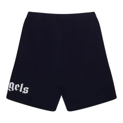 Logo Print Navy Blue Cotton Shorts