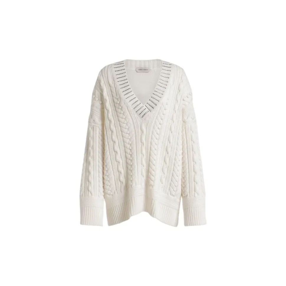 Maglione Aran in maglia con colletto di paillettes
