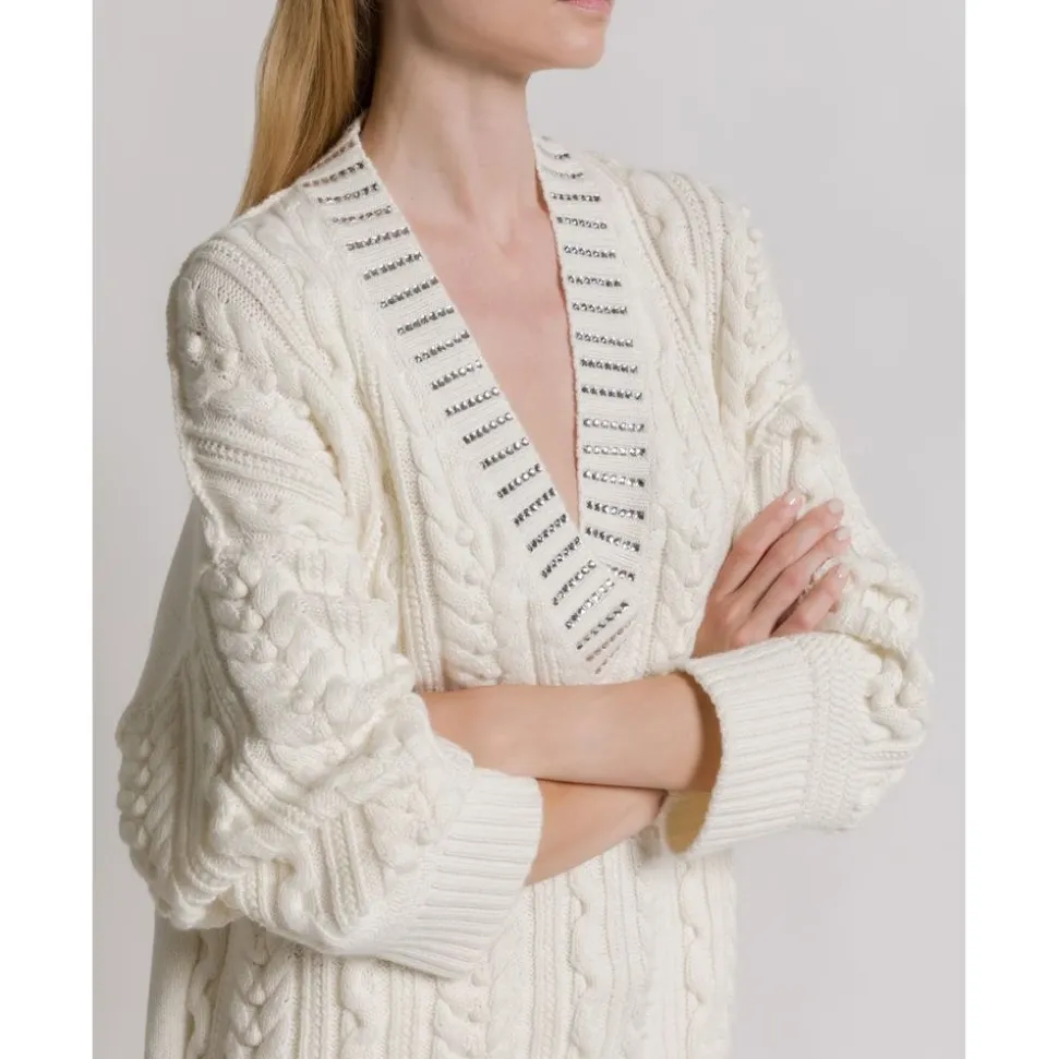 Maglione Aran in maglia con colletto di paillettes