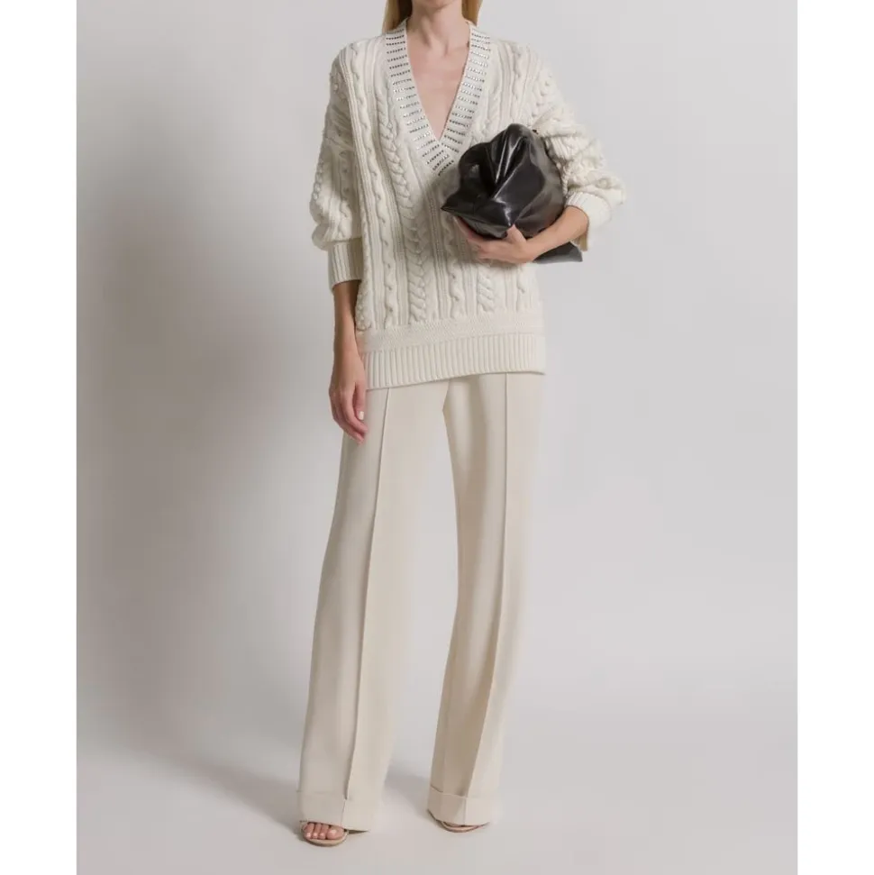 Maglione Aran in maglia con colletto di paillettes