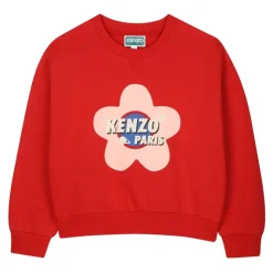 Maglione bambino con stampa floreale rosso