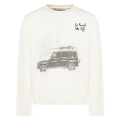 Maglione con testo ricamato e grafica auto