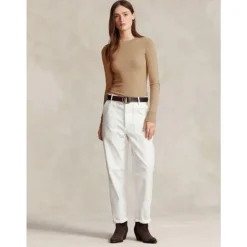 Maglione Elasticizzato in Cotone con Toppe in Camoscio sui Gomiti