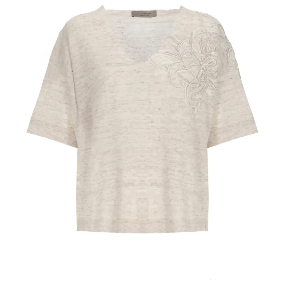 Maglione Girocollo con Dettaglio in Pizzo