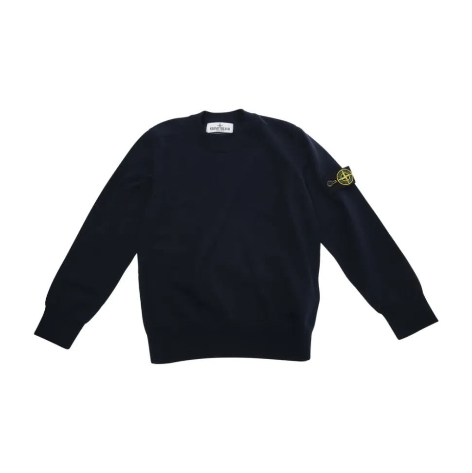 Maglione Girocollo con Patch Logo Blu