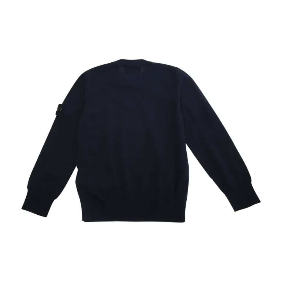 Maglione Girocollo con Patch Logo Blu