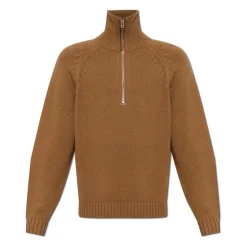 Maglione Girocollo Mezza Zip in Lana e Cashmere