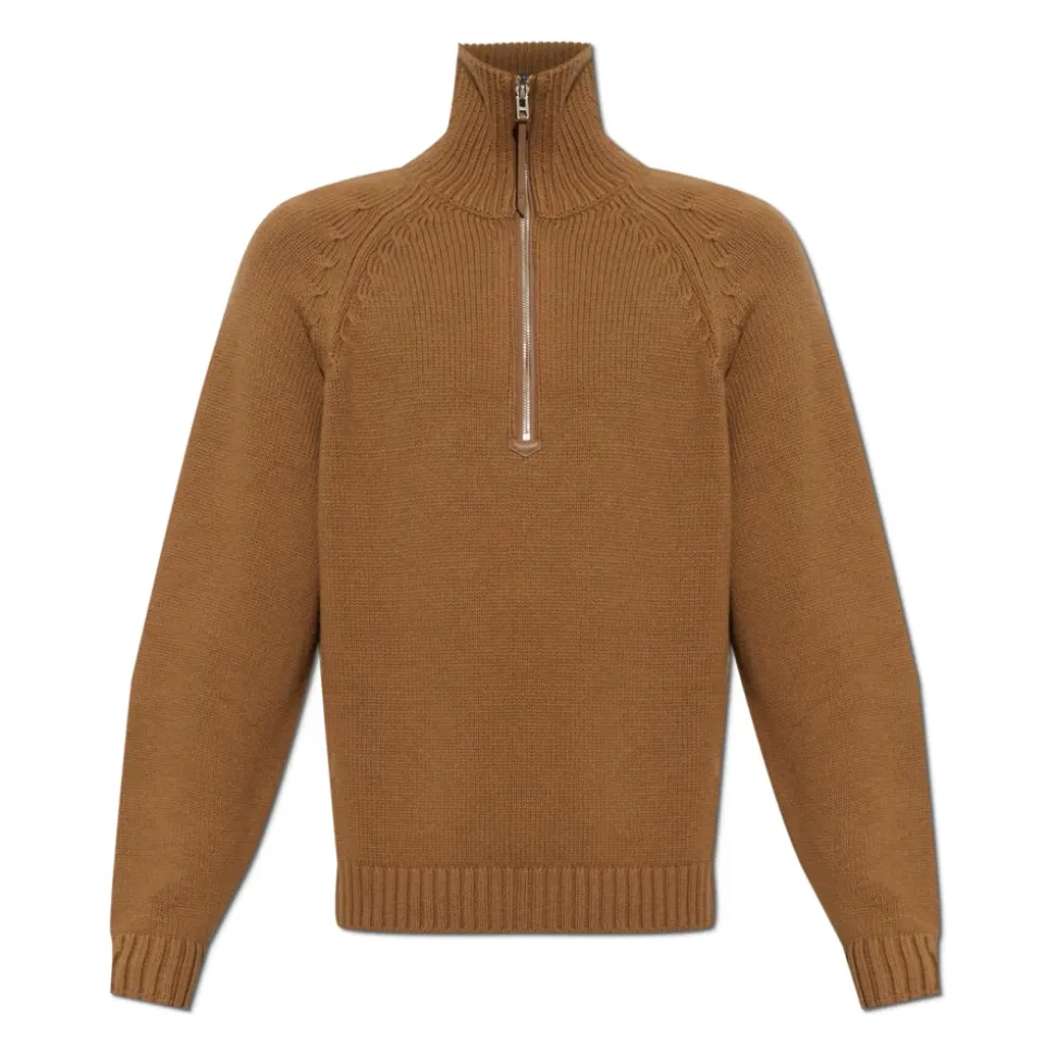 Maglione Girocollo Mezza Zip in Lana e Cashmere