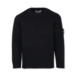 Maglione in Cotone Blu con Patch Logo