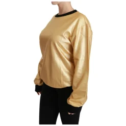 Maglione in Cotone Oro e Nero con Girocollo
