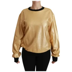 Maglione in Cotone Oro e Nero con Girocollo
