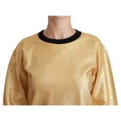 Maglione in Cotone Oro e Nero con Girocollo