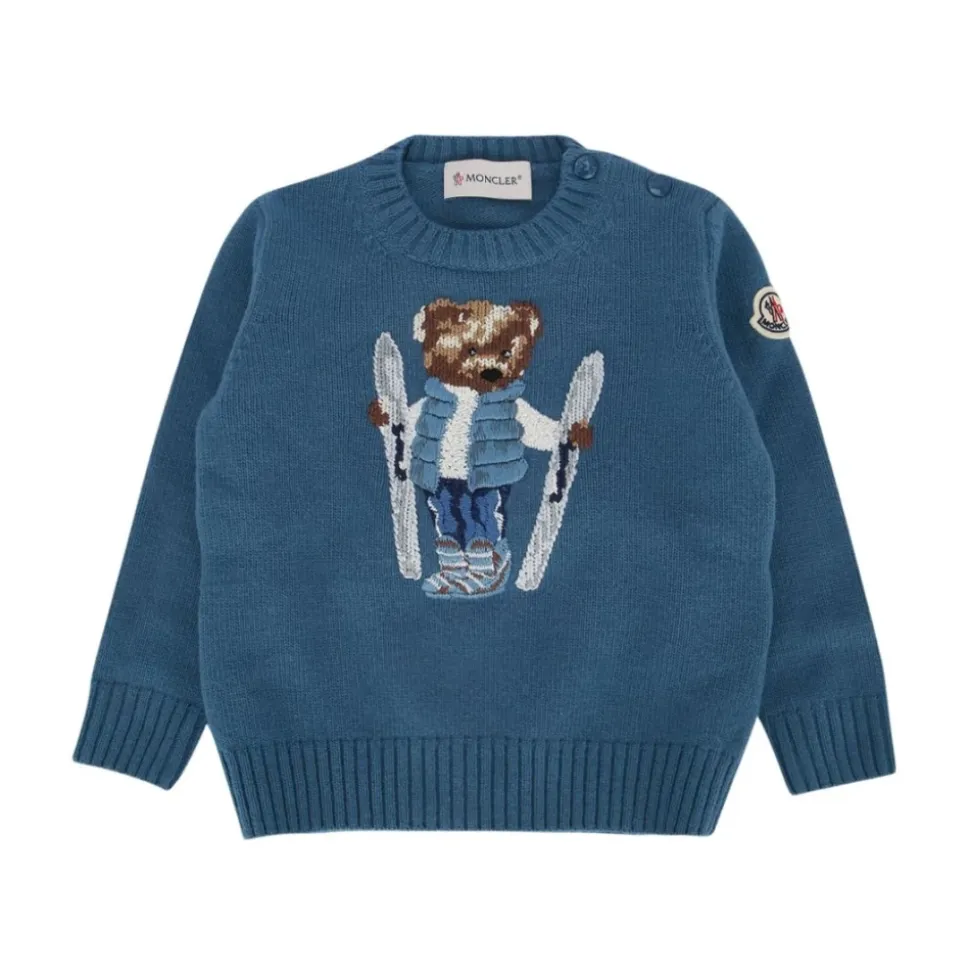 Maglione in Lana con Orsetto Ricamato
