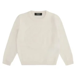 Maglione in maglia con Medusa effetto spugna