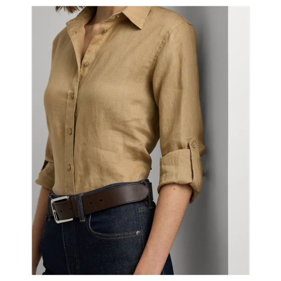 Marrone Lauren Karrie-Camicia a Maniche Lunghe Camicie