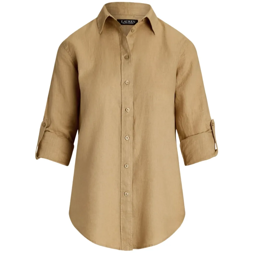 Marrone Lauren Karrie-Camicia a Maniche Lunghe Camicie