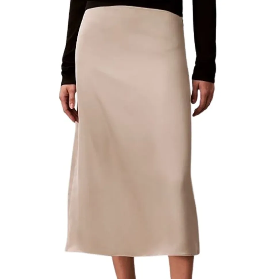 Matte Shine Satin Midi Skirt
