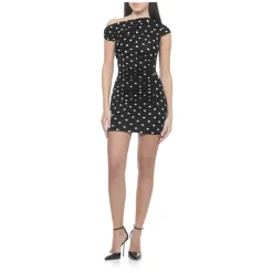 Mini abito a pois drappeggiato in maglia