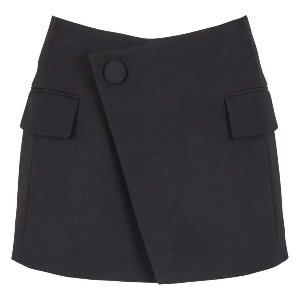 Mini gonna asimmetrica in gabardine