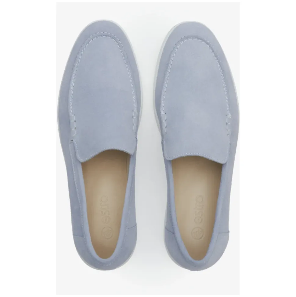 Mocassini Azzurro Chiaro in Pelle Scamosciata