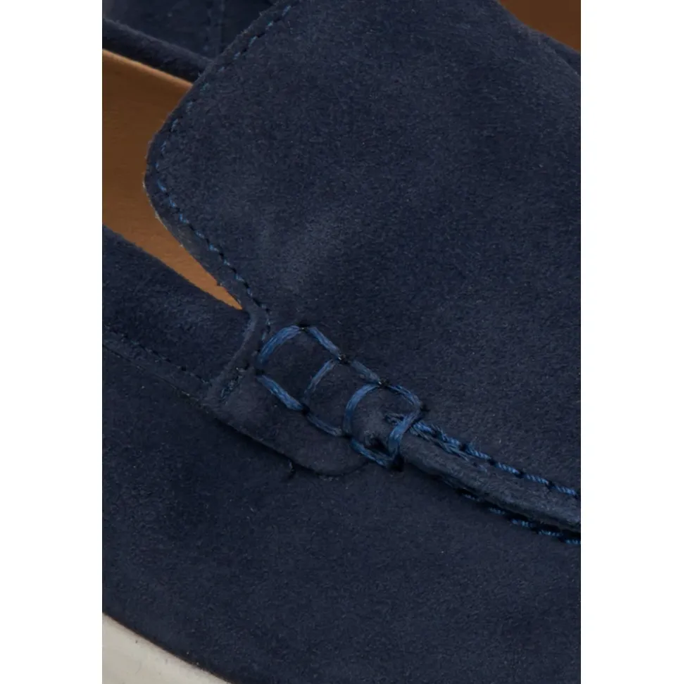 Mocassini in Velluto Blu Navy Naturali da Donna