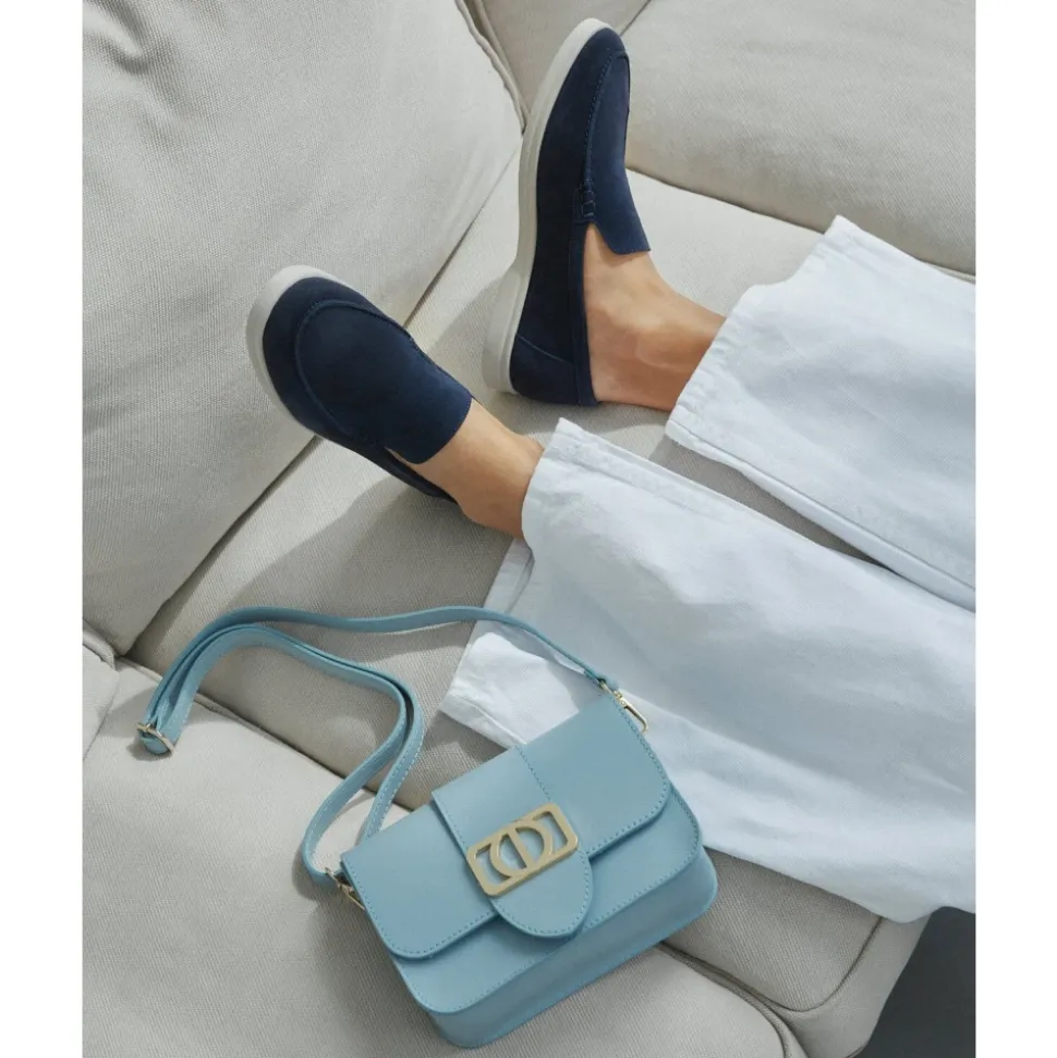 Mocassini in Velluto Blu Navy Naturali da Donna