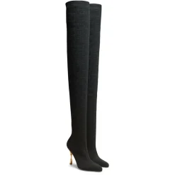 Moneta Mesh Thigh Boots with Monogram