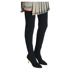 Moneta Mesh Thigh Boots with Monogram
