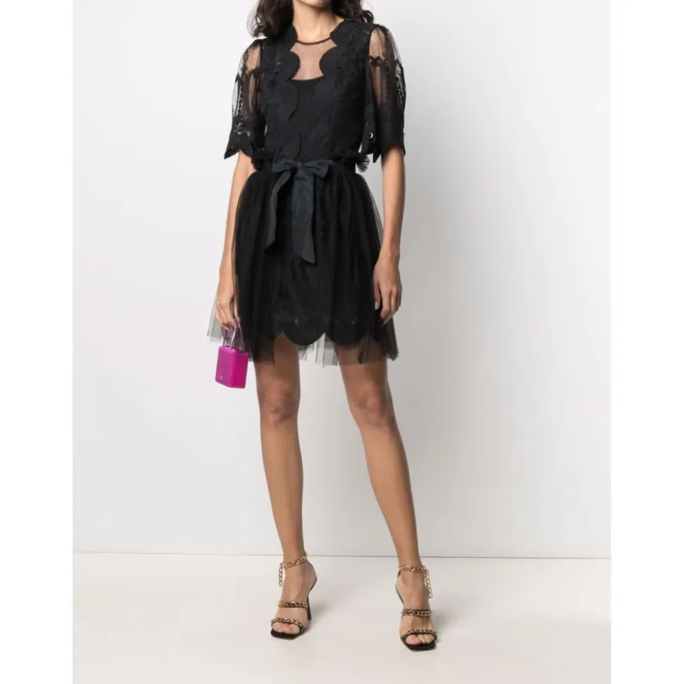 n71 Abito Corto Oro Rosa Pizzo+tulle