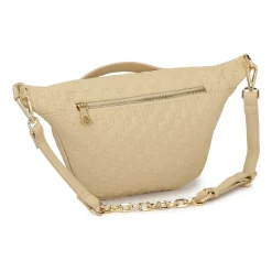 Nerbo in pelle beige con monogrammi impressi