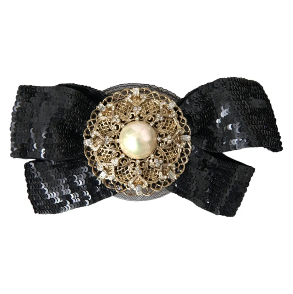 Nero Paillettes Perla Fatta a Mano Spilla Molletta per Capelli