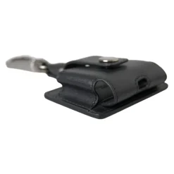 Nero Pelle Argento Metallo Custodia Airpods
