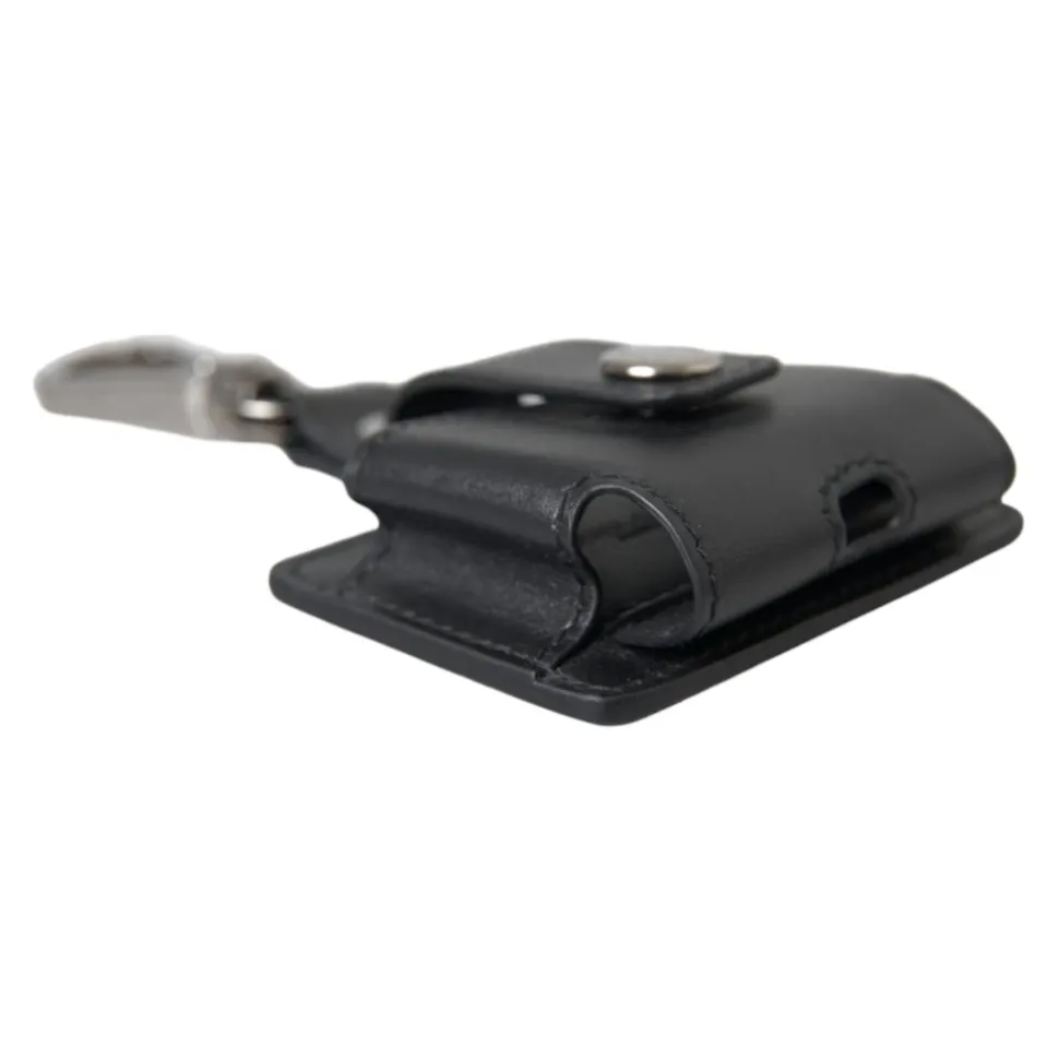 Nero Pelle Argento Metallo Custodia Airpods