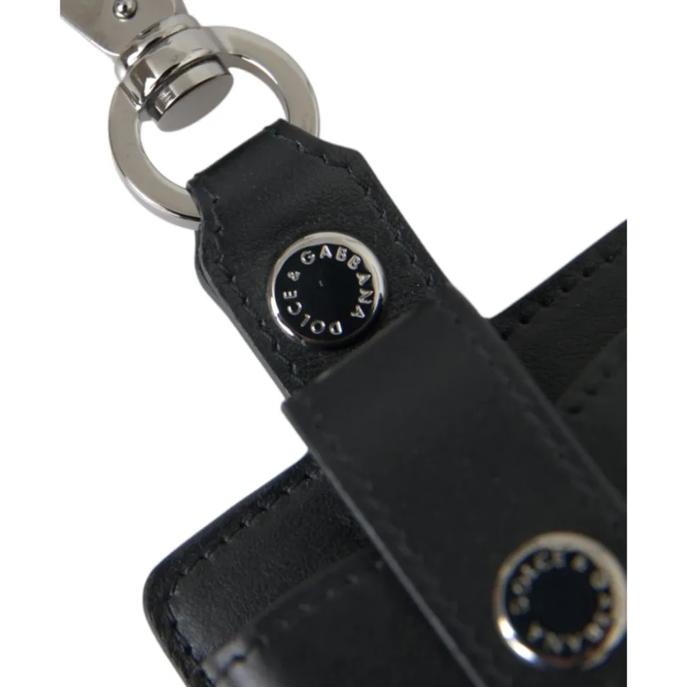Nero Pelle Argento Metallo Custodia Airpods