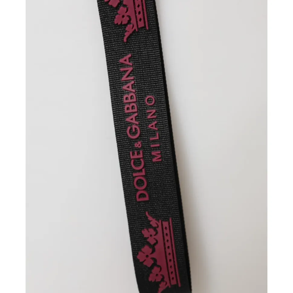 Nylon Nero Borgogna DG Logo Corona Portachiavi