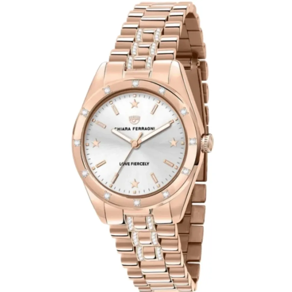 Orologio al quarzo da donna rosa in acciaio inossidabile
