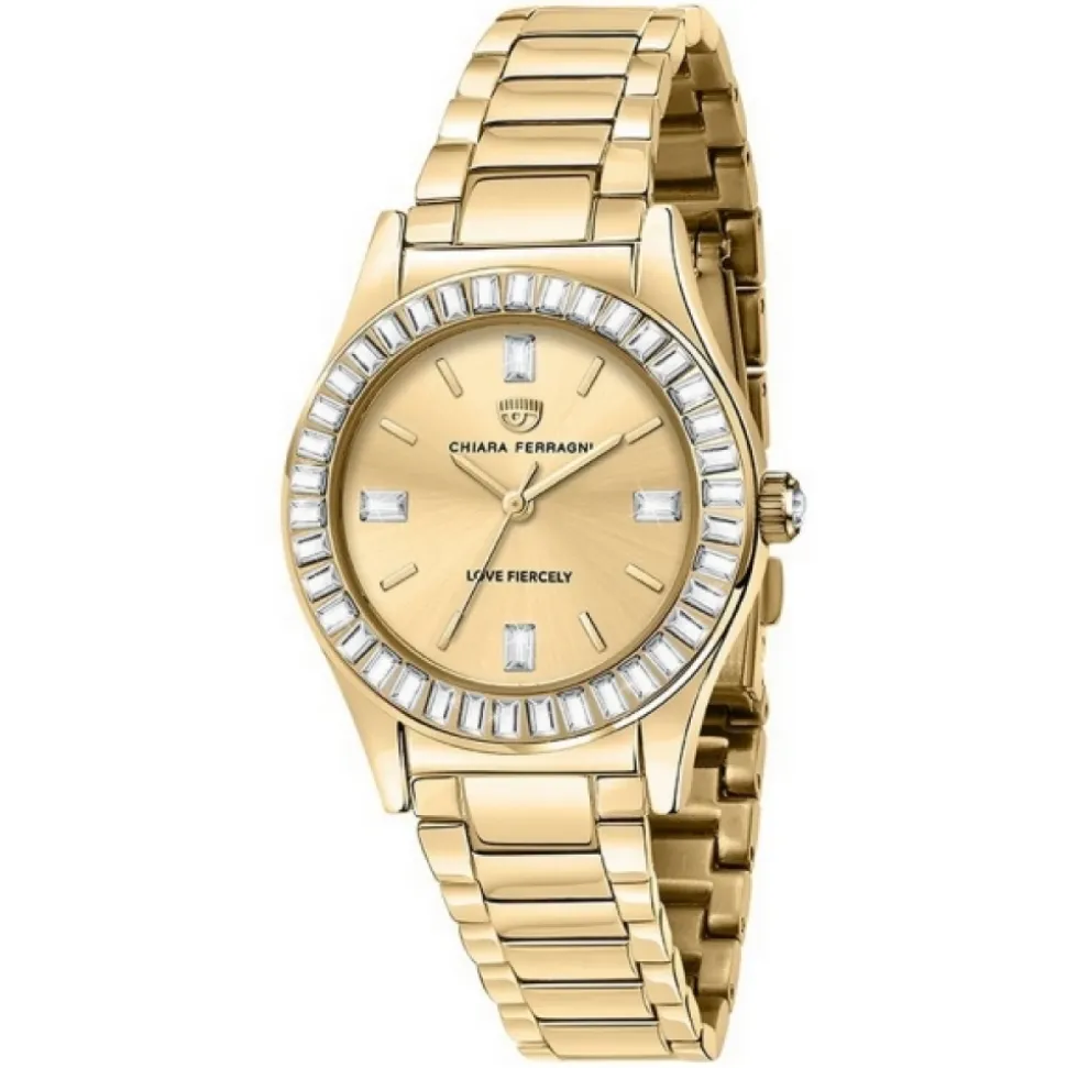 Orologio al quarzo in acciaio inossidabile dorato