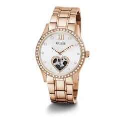Orologio da polso con bracciale in acciaio inossidabile e quadrante a forma di cuore