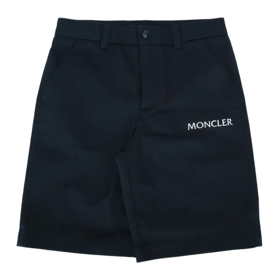 Pantaloncini Logo in Gabardine di Cotone