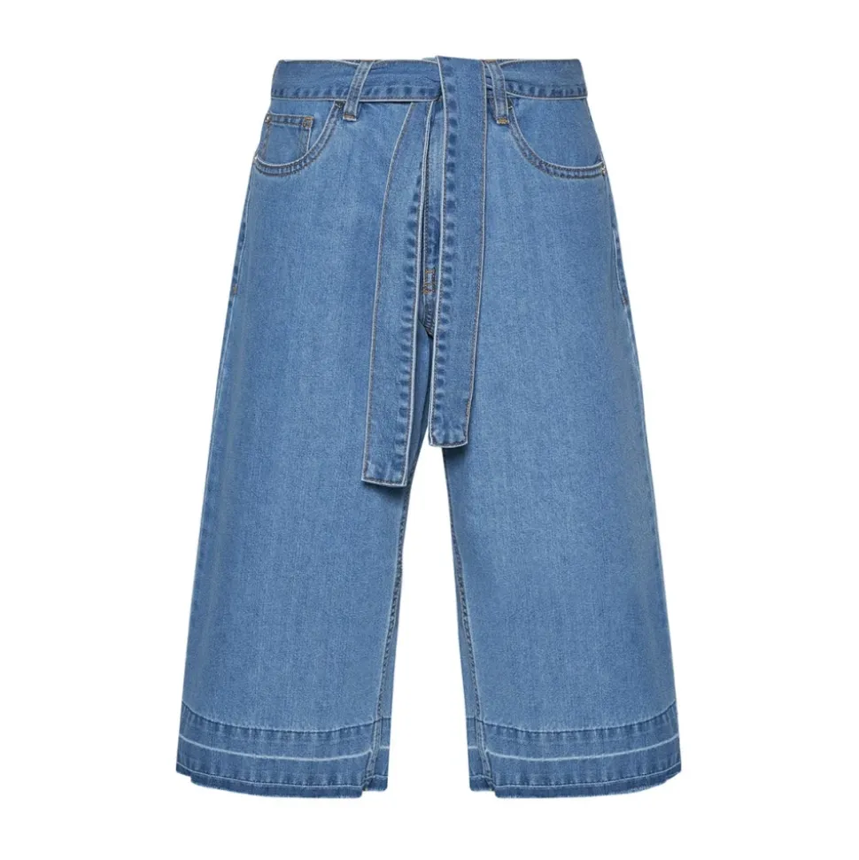 Pantalone cropped con cintura integrata