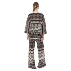Pantaloni a Palazzo in Maglia con Zig-Zag